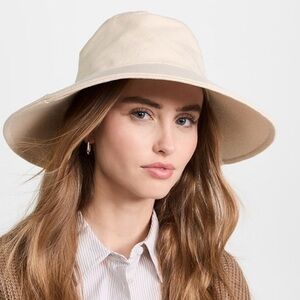 NWT WYETH Wide Brim Adjustable Canvas Sun Hat – 100% Cotton – Natural Beige